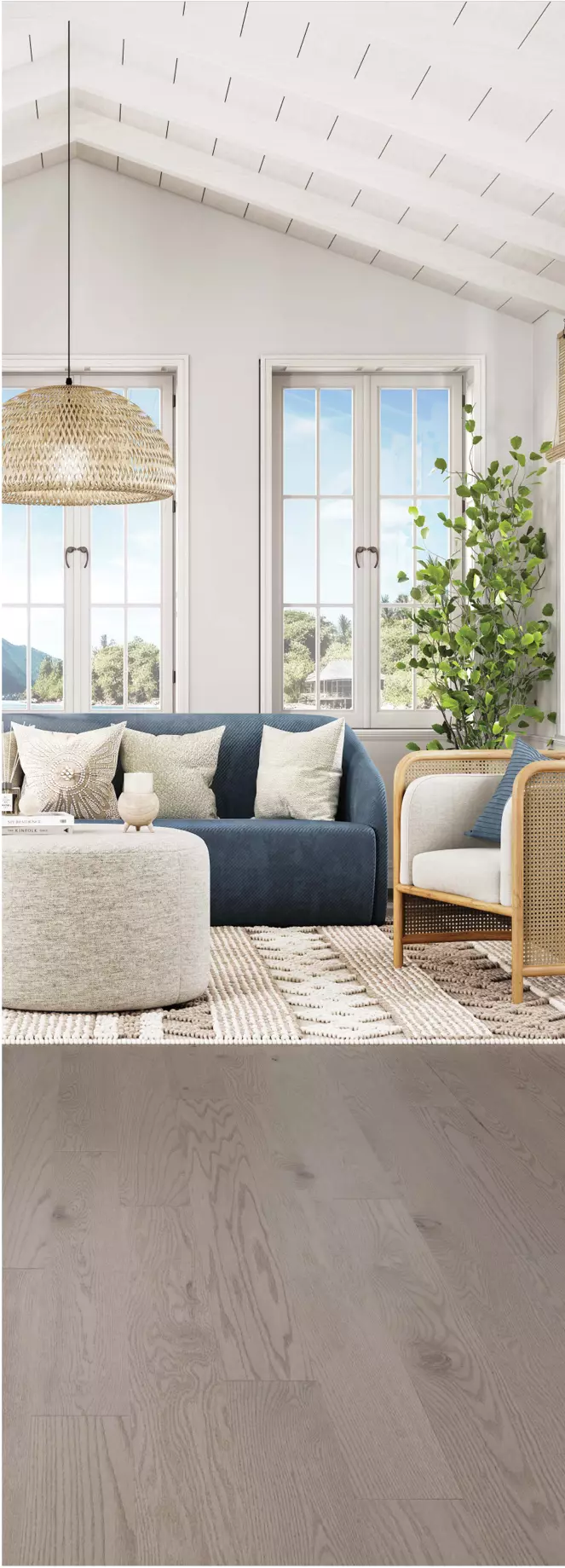 Living room decor with dark wood floors