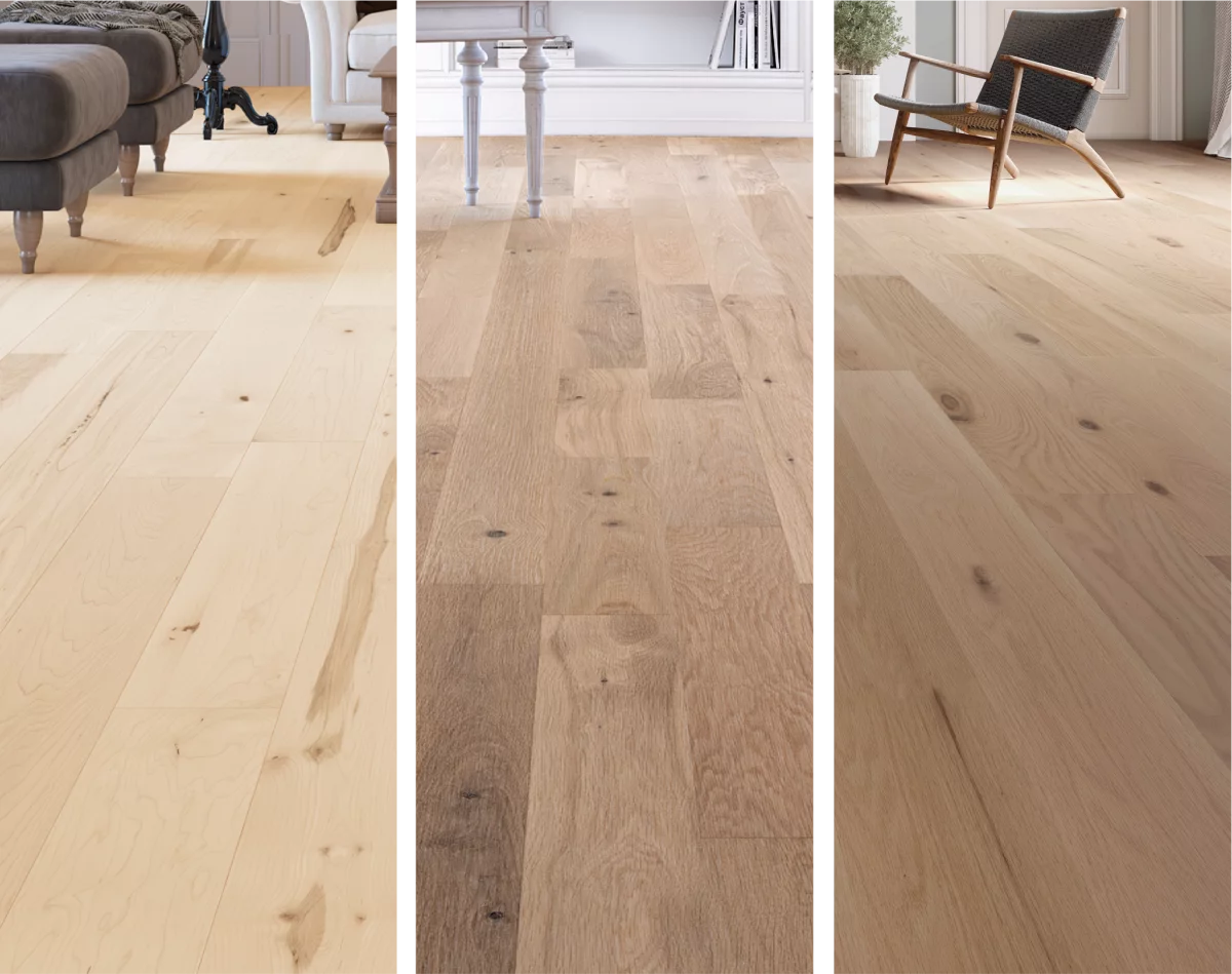 Home decor with wood floors in 3 different species