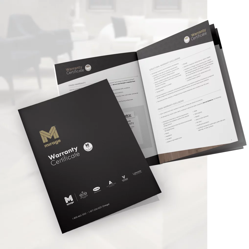 Mirage Floors warranty certificate