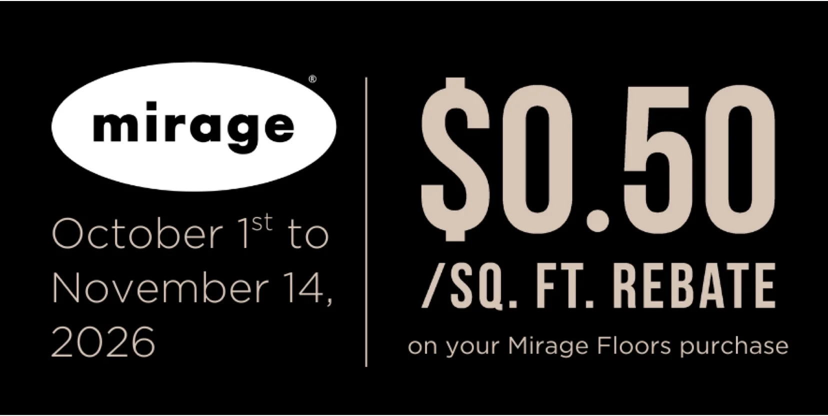 Hardwood flooring sale | $0.50 /sq. ft. rebate on your Mirage Floors purchase